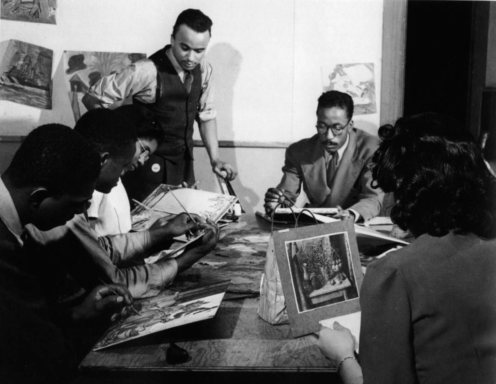 Painting class with Charles White and Gordan Parks 1942